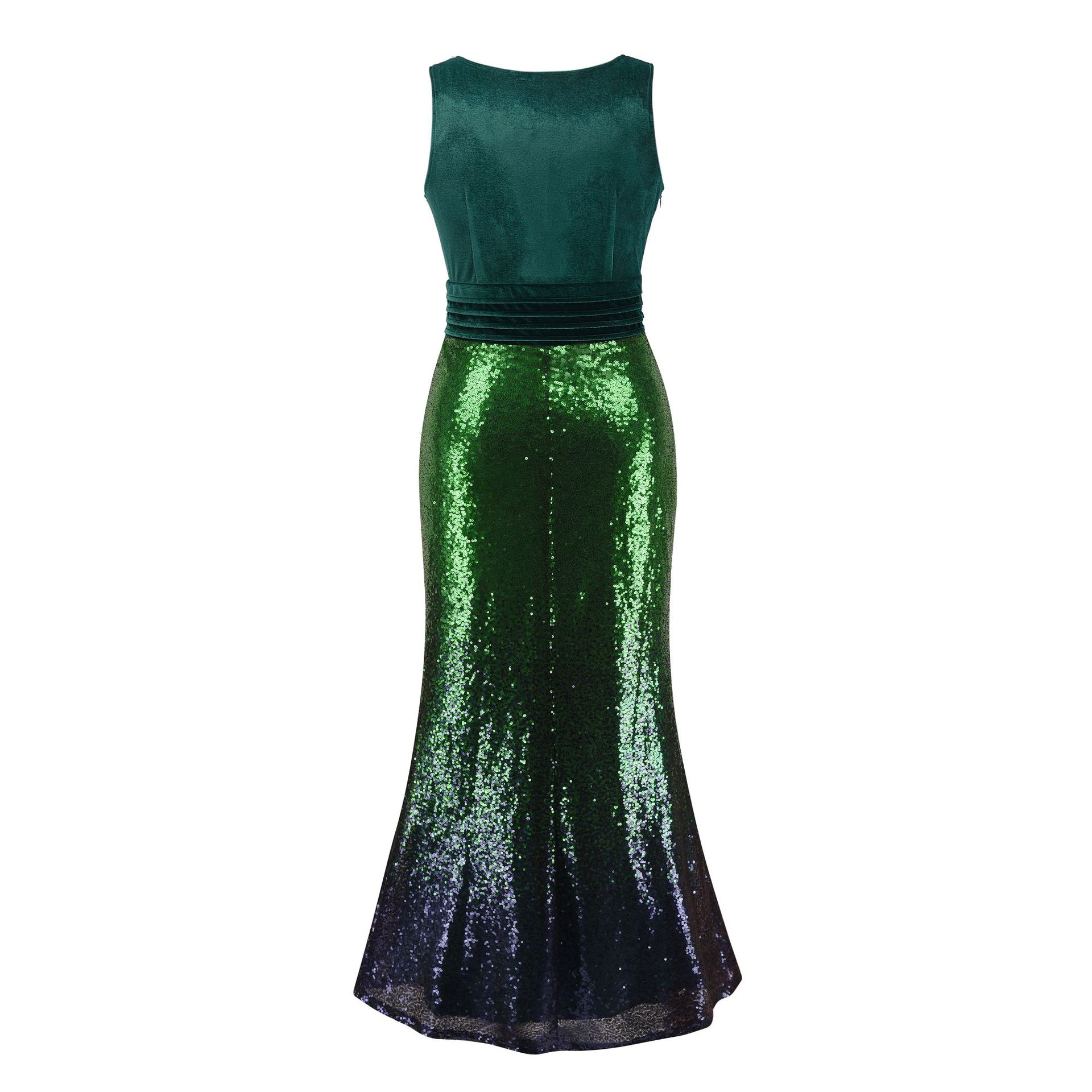 SZ60257-2 Party Dress Fashion Stitching Sequin Evening Fishtail